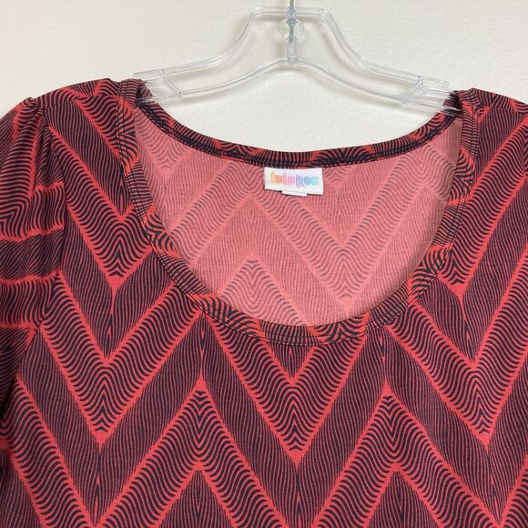 Lularoe Fit & Flare Midi Dress Size M Rust Orange Black Stretch Half Sleeve - Picture 2 of 5